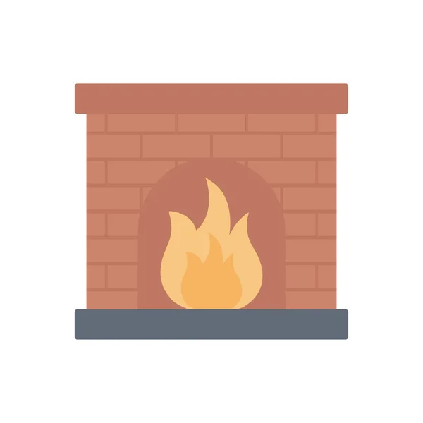 Fireplace Vector Flat Colour Icon — Stock Vector