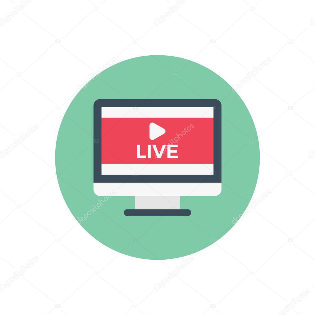 Streaming vector circle flat icon