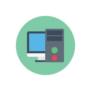 PC vektör dairesi düz simgesi