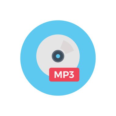 mp3 vektör dairesi düz simgesi
