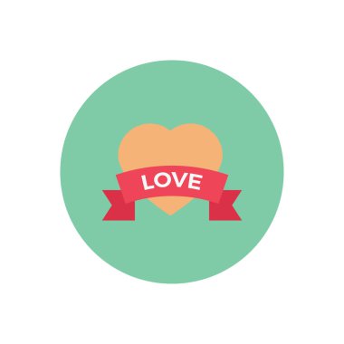 kalp vektör dairesi düz simgesi