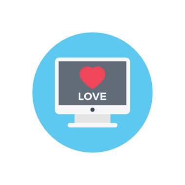 kalp vektör dairesi düz simgesi