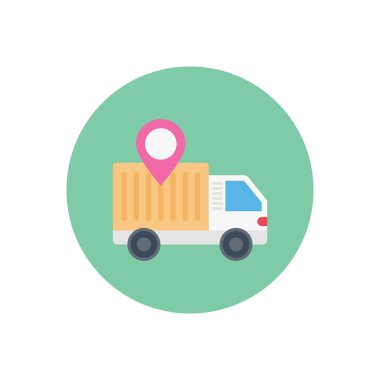 dağıtım vektör dairesi düz simgesi