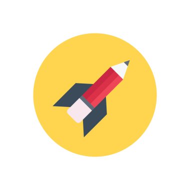 kalem vektör dairesi düz simgesi