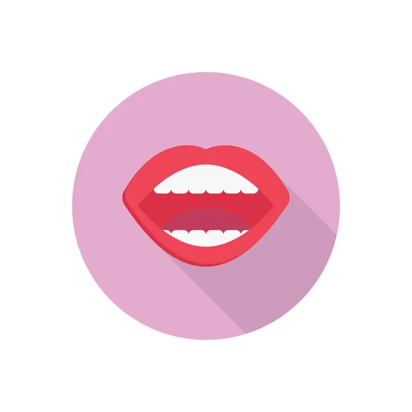 Lips Circle Shadow Flat Icon — Stock Vector