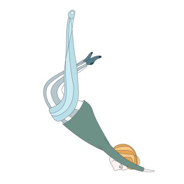 sevimli bir kız hava yoga yaparken Illustration. uçan yoga