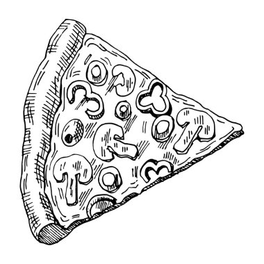 parça pizza çizilmiş resmi el