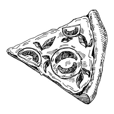 parça pizza çizilmiş resmi el