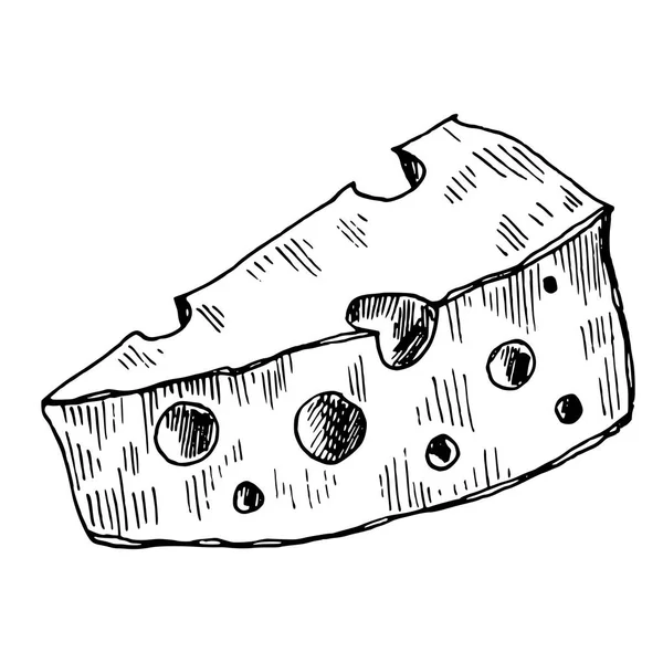 Χέρι συρμένη απεικόνιση κομμάτι τυρί — Διανυσματικό Αρχείο