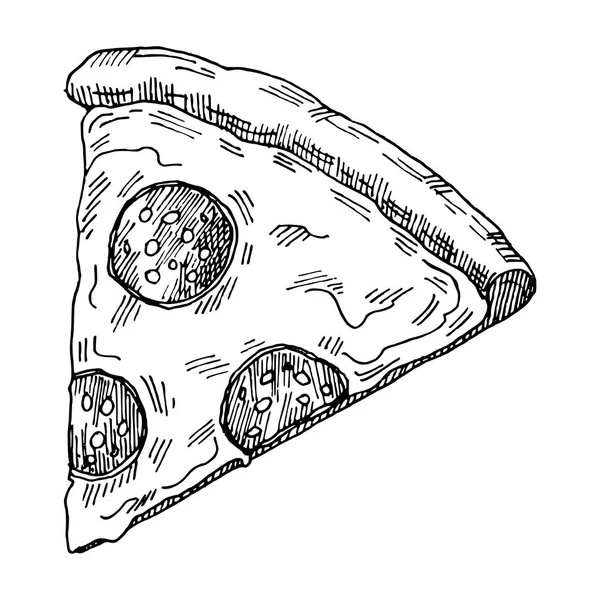 Χέρι συρμένη απεικόνιση του κομματιού της πίτσας — Διανυσματικό Αρχείο