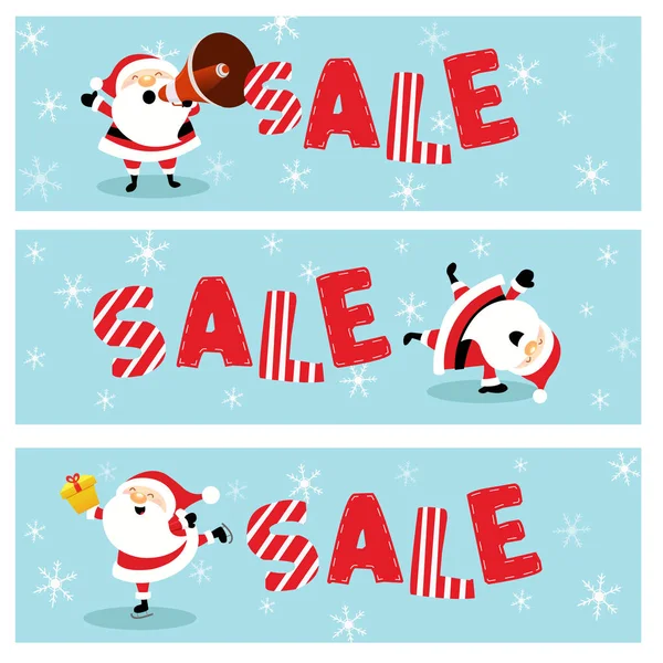 Collection Cute Christmas Banners Santa — Stock Vector