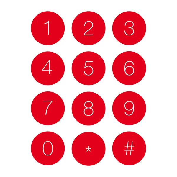 Number circle set red — Stock Vector