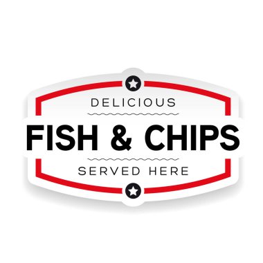 Balık ve cips etiket işareti vintage