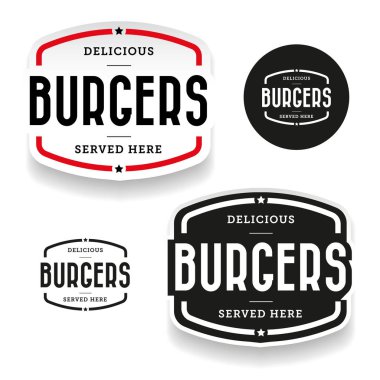 Burgers vintage label set vector clipart
