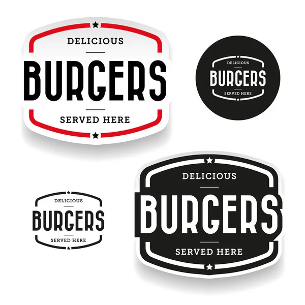 Burgers Vetor Conjunto Etiquetas Vintage — Vetor de Stock