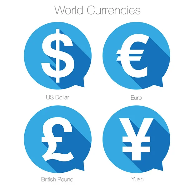 Wereld Valuta Teken Symbool Instellen Vector — Stockvector