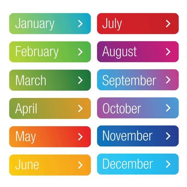 Μήνα του έτους κουμπιού οριστεί — Διανυσματικό Αρχείο