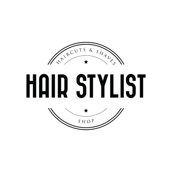 Cabelo estilista barbeiro logotipo vintage — Vetor de Stock