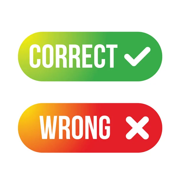 Correct Wrong buton set vector — Stock Vector
