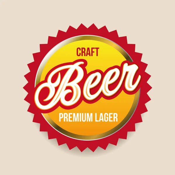 Vetor Crachá Etiqueta Cerveja Artesanal — Vetor de Stock