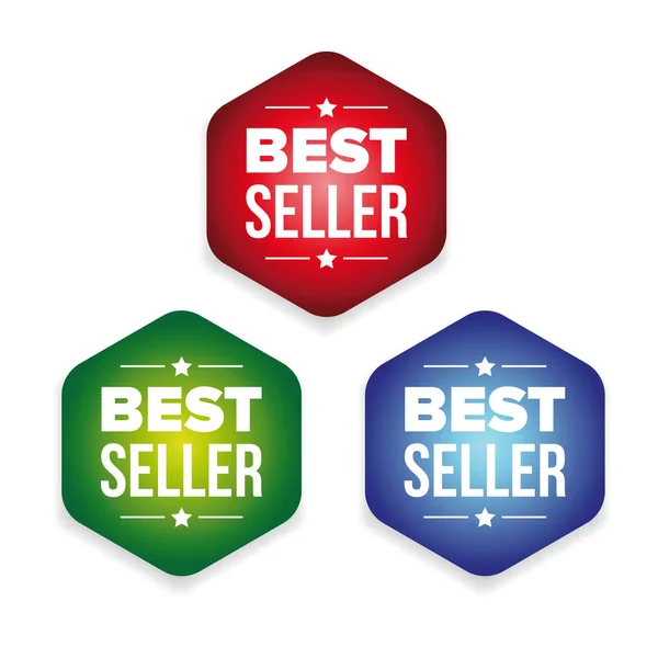 Bestseller colorful label set — Stock Vector