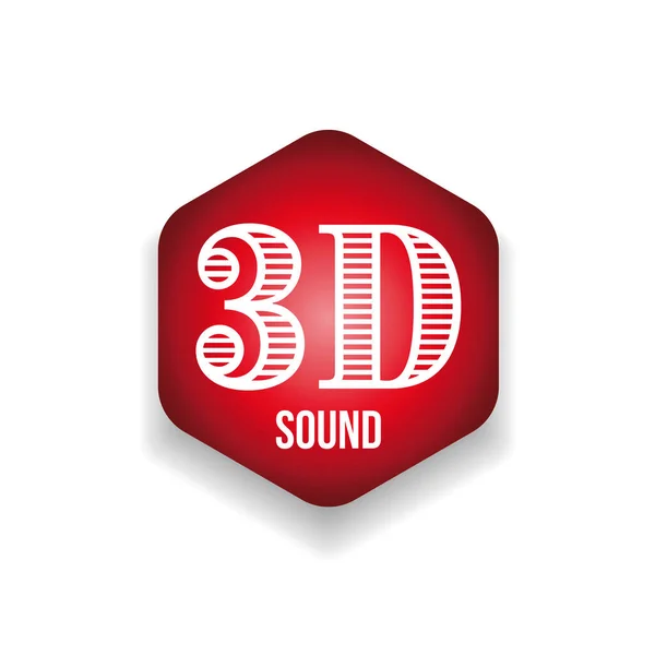 3D sinal de som hexágono vermelho — Vetor de Stock