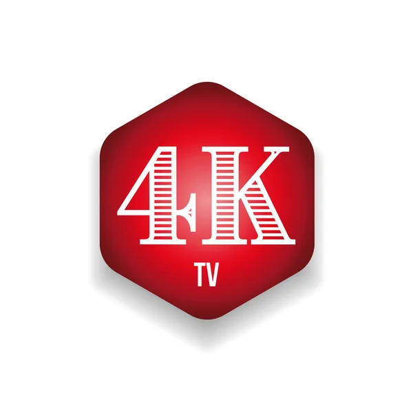 Señal de resolución de televisión 4K hexágono rojo — Archivo Imágenes Vectoriales