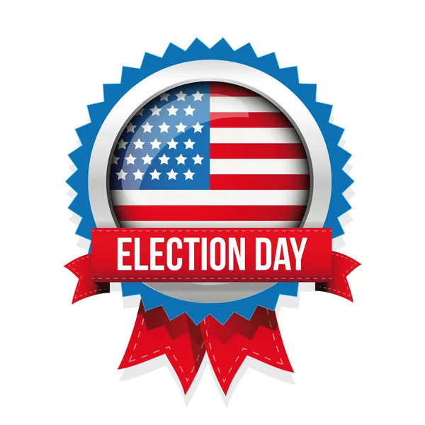 Día de las elecciones Botón bandera de Estados Unidos — Vector de stock