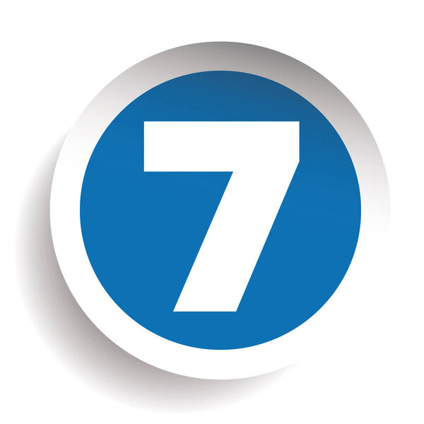 Number Seven sticker vector blue