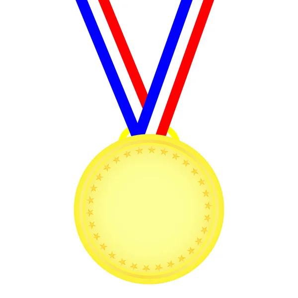 Belo Desenho Uma Medalha Ouro Fundo Branco —  Vetores de Stock