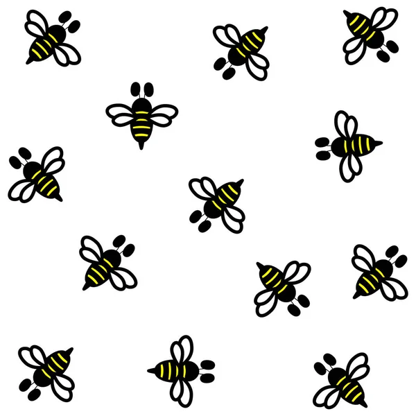 Desain Indah Lebah Pada Latar Belakang Putih - Stok Vektor