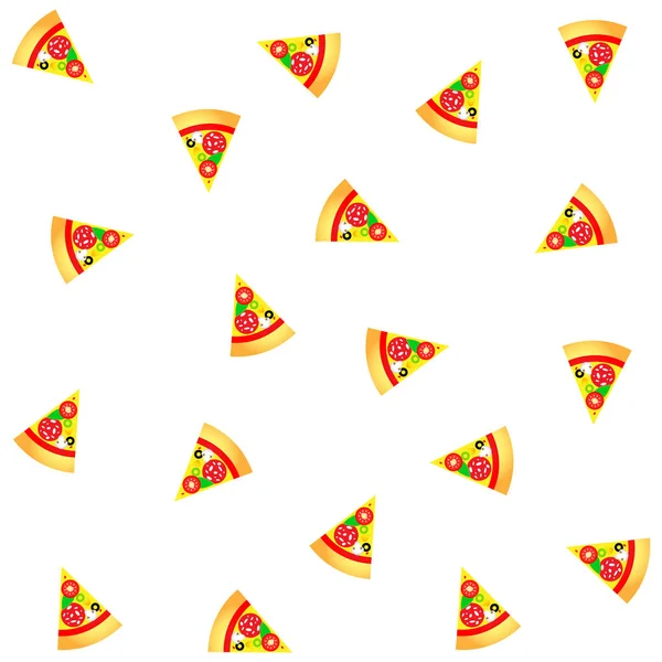 Çeşitli Malzemelerle Pizza Lezzetli Sıcak Parçalarının Muhteşem Tasarım — Stok Vektör