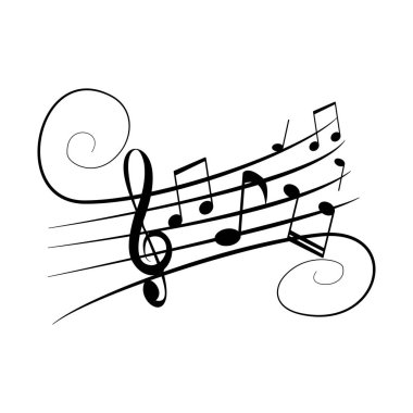 Farklı öğeler üzerinde beyaz bir arka plan ile müzik notlar harika bir kavramı
