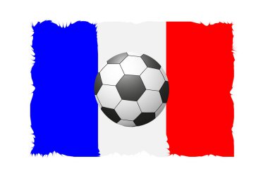 Güzel bir kavram Fransız bayrağı arka plan üzerinde bir futbol topu