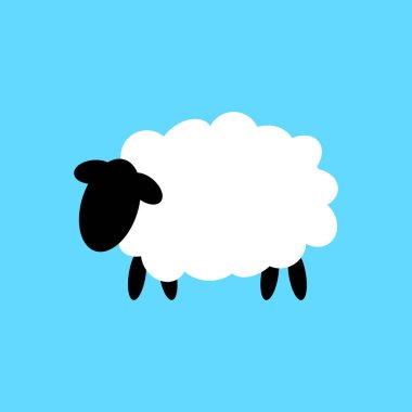 Büyük siyah bir baş beyaz bir koyunla tasarımını 