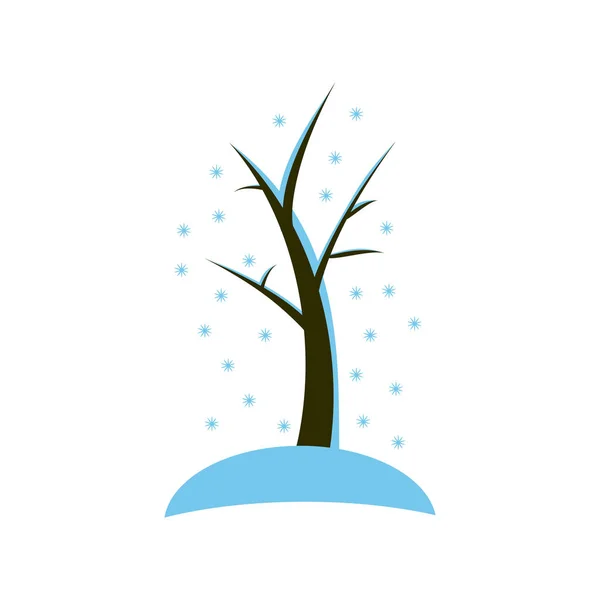 Υπέροχο Σχέδιο Ενός Δέντρου Χειμώνα Χιόνι — Διανυσματικό Αρχείο