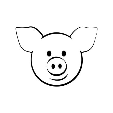 Beyaz bir arka plan üzerinde domuz tasarımını büyük siluet