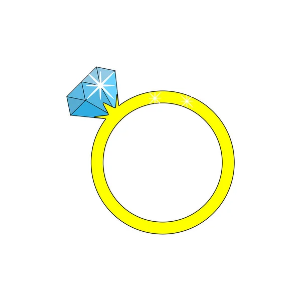 Чудовий Дизайн Золотого Кільця Великим Блакитним Діамантом — стоковий вектор