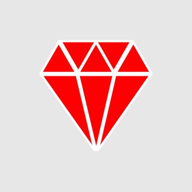 Gri bir arka plan üzerinde büyük bir kırmızı elmas muhteşem tasarım