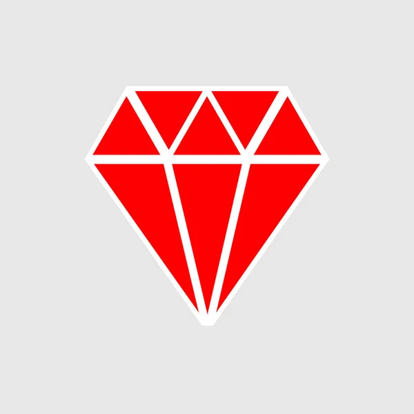 Чудовий Дизайн Великого Червоного Діаманта Сірому Фоні — стоковий вектор