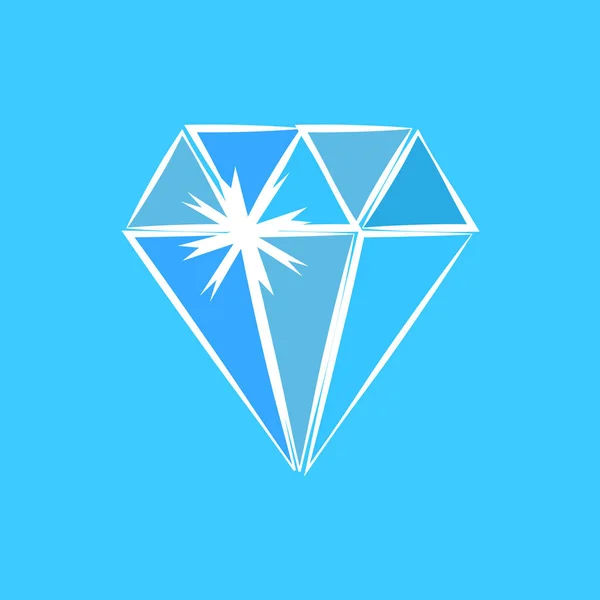 青色の背景に大きな光の青いダイヤモンドの偉大なデザイン — ストックベクタ