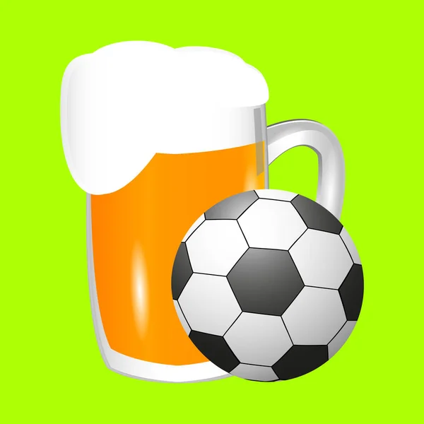 Grand Concept Bière Fraîche Ballon Football — Image vectorielle