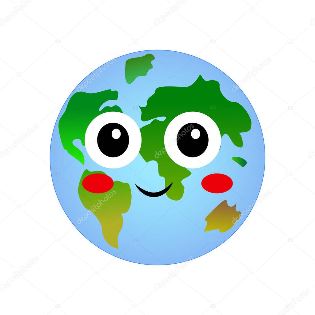 Magnificent planet Earth with cartoon eyes on a white background