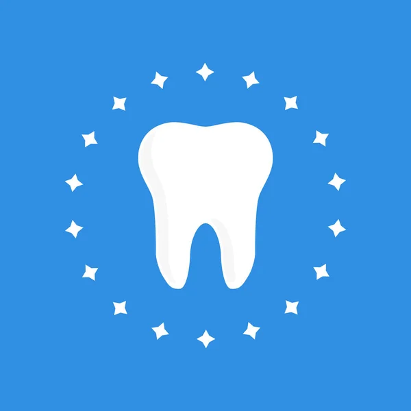 Une Dent Propre Saine Est Isolée Sur Fond Bleu — Image vectorielle