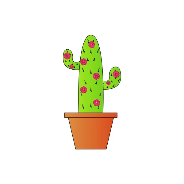Cactus Pot White Background — Stock Vector