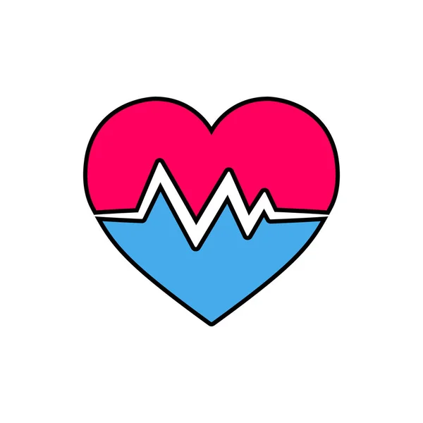 Conceito Coração Com Cardiograma Sobre Fundo Branco — Vetor de Stock