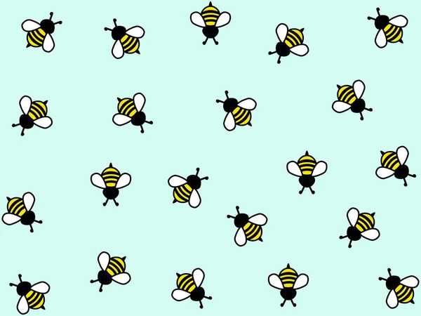 Wunderbares Design Fleißiger Bienen Auf Hellblauem Hintergrund — Stockvektor