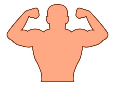 Bodybulider kas kontur, vektör simgesi beyaz zemin üzerine