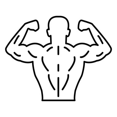 Bodybulider kas kontur, vektör simgesi beyaz zemin üzerine