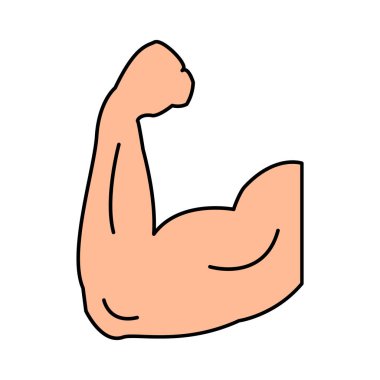 Bodybulider kas kol kontur, vektör simgesi beyaz zemin üzerine